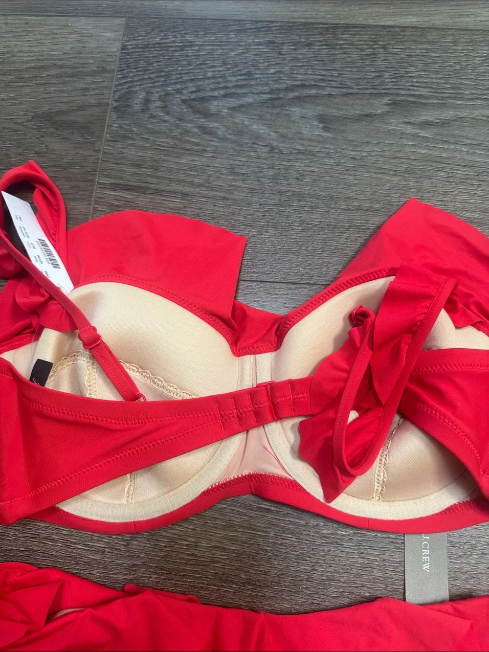 J. Crew Red Ruffled Bikini Set NWT 34D Medium